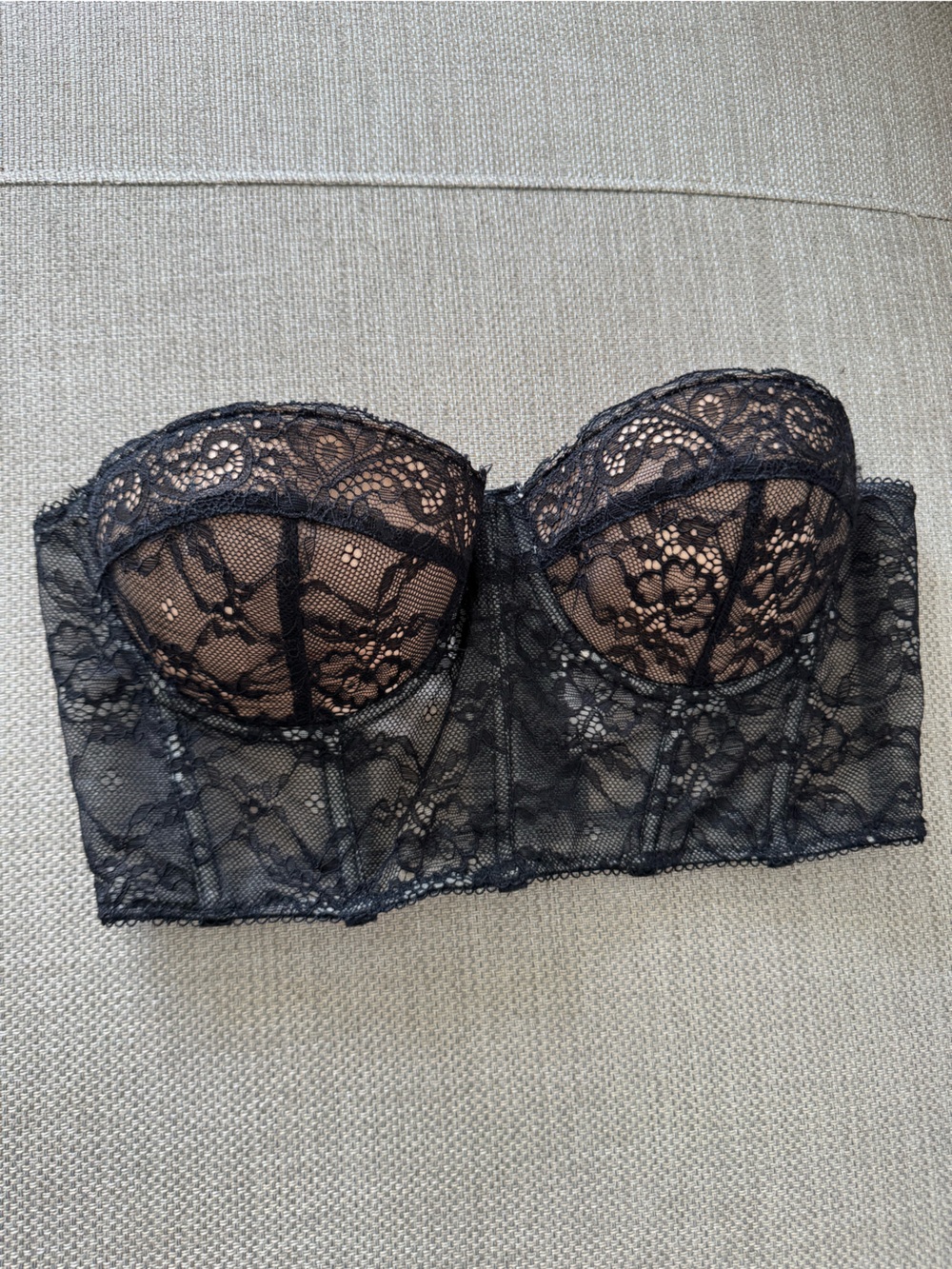 Black Lace Strapless Bustier Top
